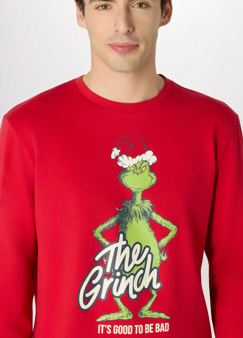 Pigiama Lungo In Cotone Grinch Uomo, Rosso geranio miniatura 3