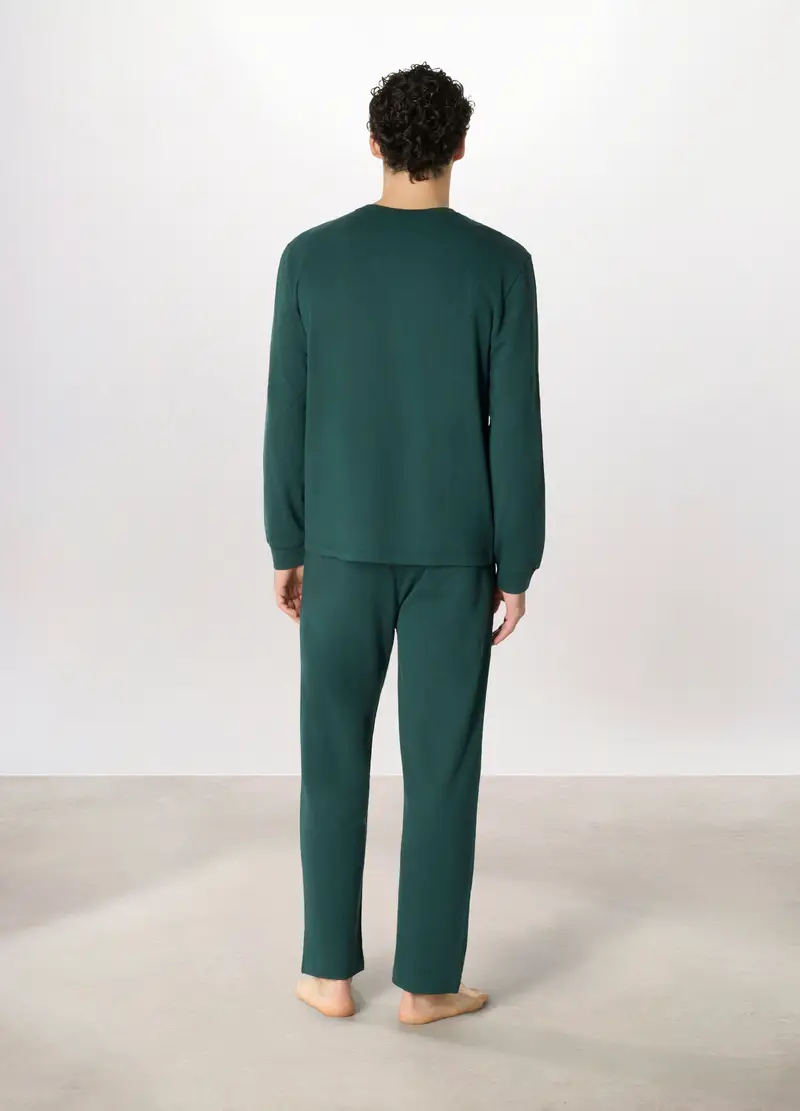 Pigiama Lungo In Cotone Snoopy Uomo, Verde bosco miniatura 2