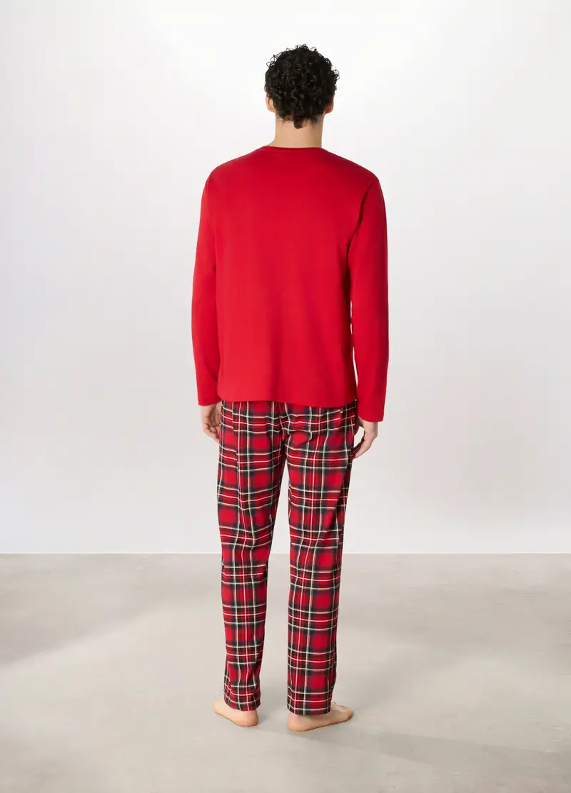 Pigiama Lungo In Cotone Stitch Uomo, Rosso geranio miniatura 2