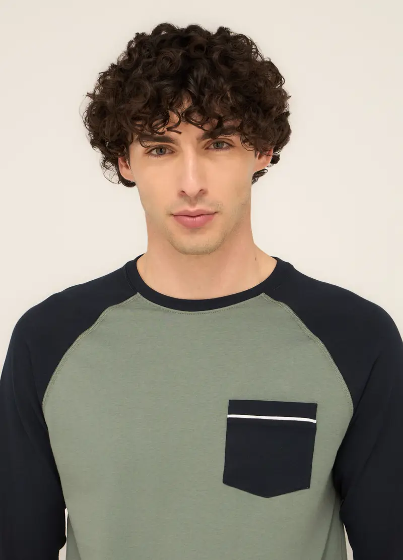 UPIM HB, Pigiama Lungo In Puro Cotone, Uomo, Nero/Verde, Taglia: M miniatura 2