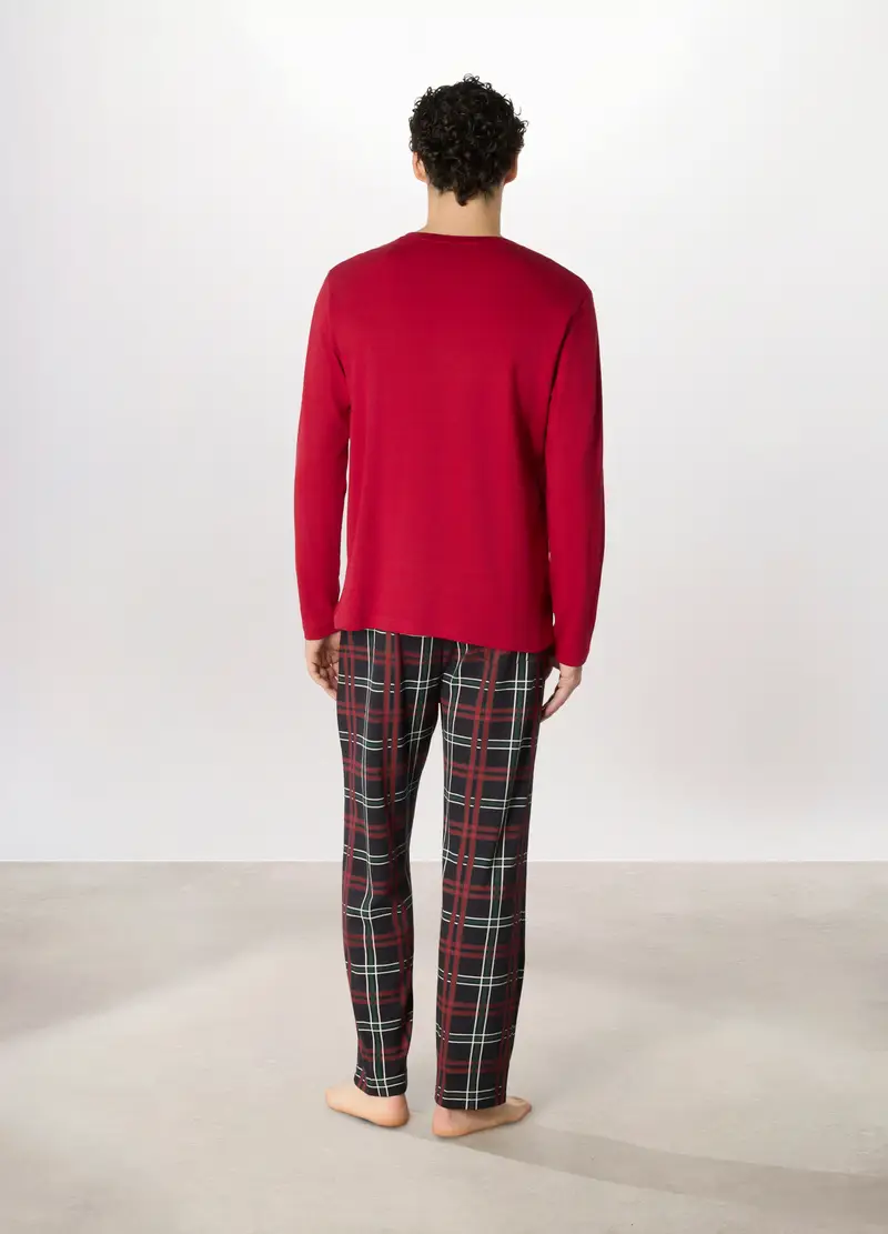 Pigiama Lungo Topolino In Interlock Di Cotone Uomo, Rosso ciliegia miniatura 2