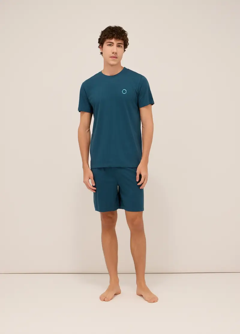 UPIM HB, Pigiama Tinta Unita Girocollo In Jersey Di Cotone Uomo, Blu petrolio, Taglia: S