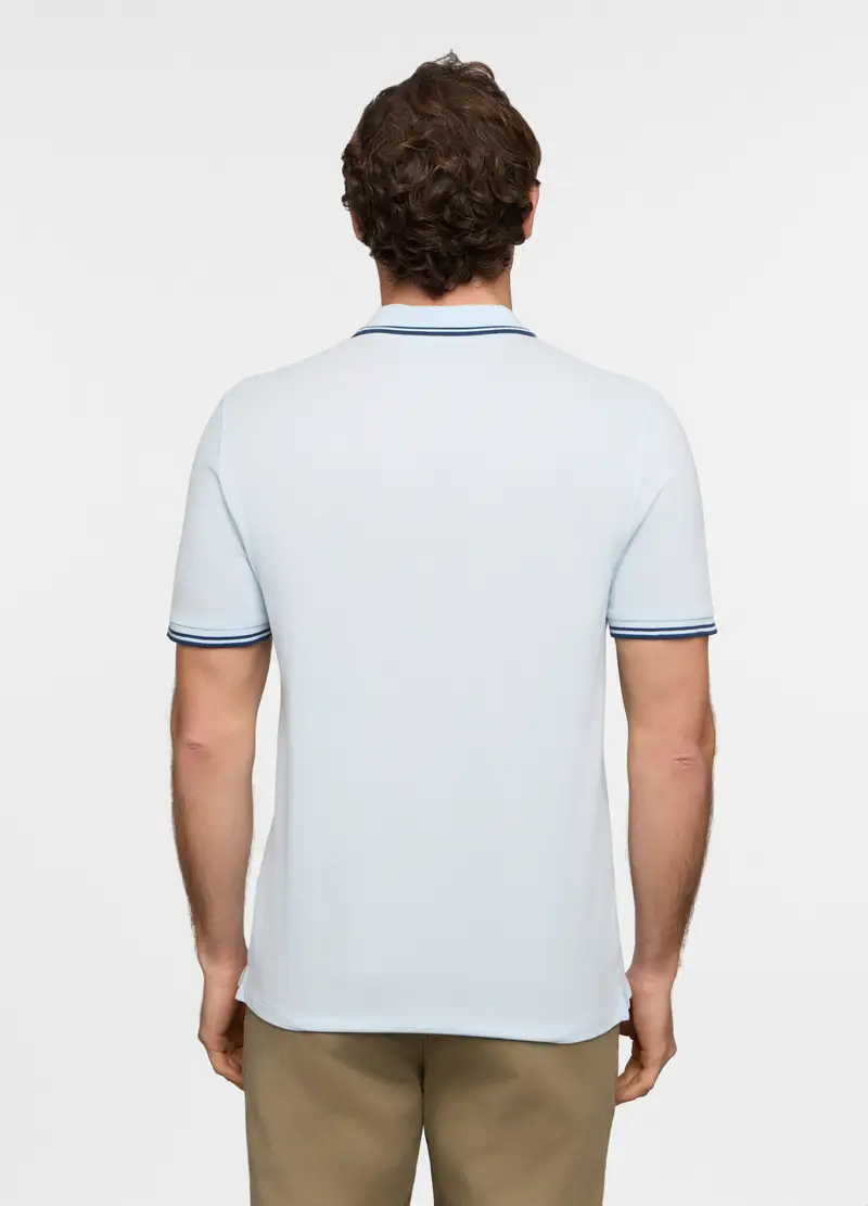 Polo A Maniche Corte Con Profilo A Contrasto Uomo, Azzurro chiaro miniatura 2