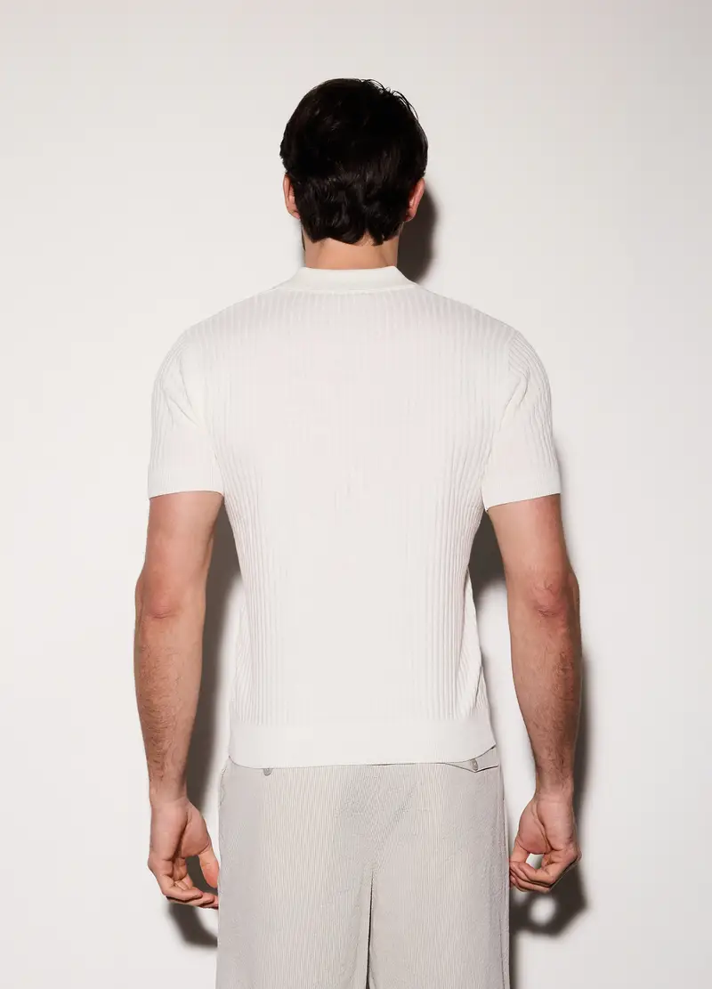 Polo A Maniche Corte In Cotone A Coste Uomo, Bianco miniatura 2