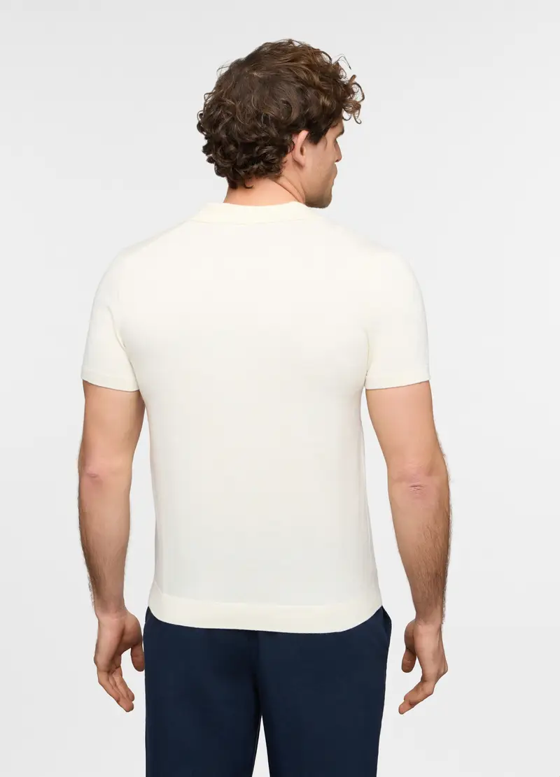 Polo A Maniche Corte In Maglia Di Cotone Uomo, Bianco avorio miniatura 2