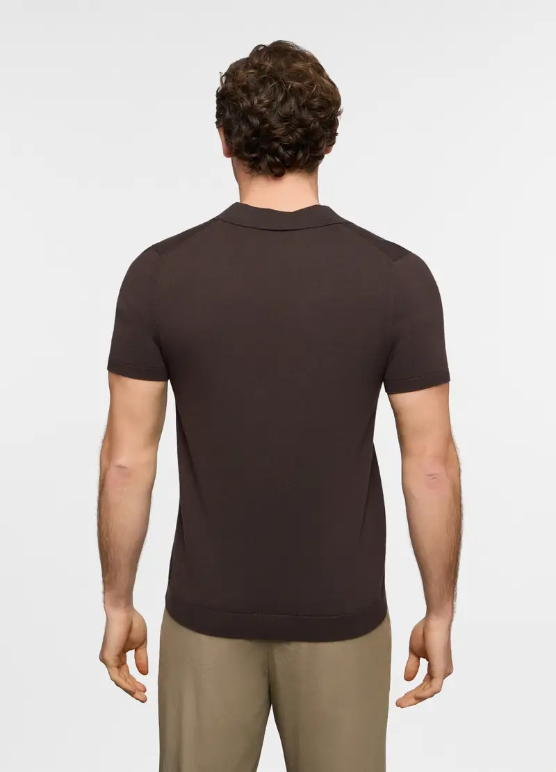 Polo A Maniche Corte In Maglia Di Cotone Uomo, Marrone cioccolato miniatura 2