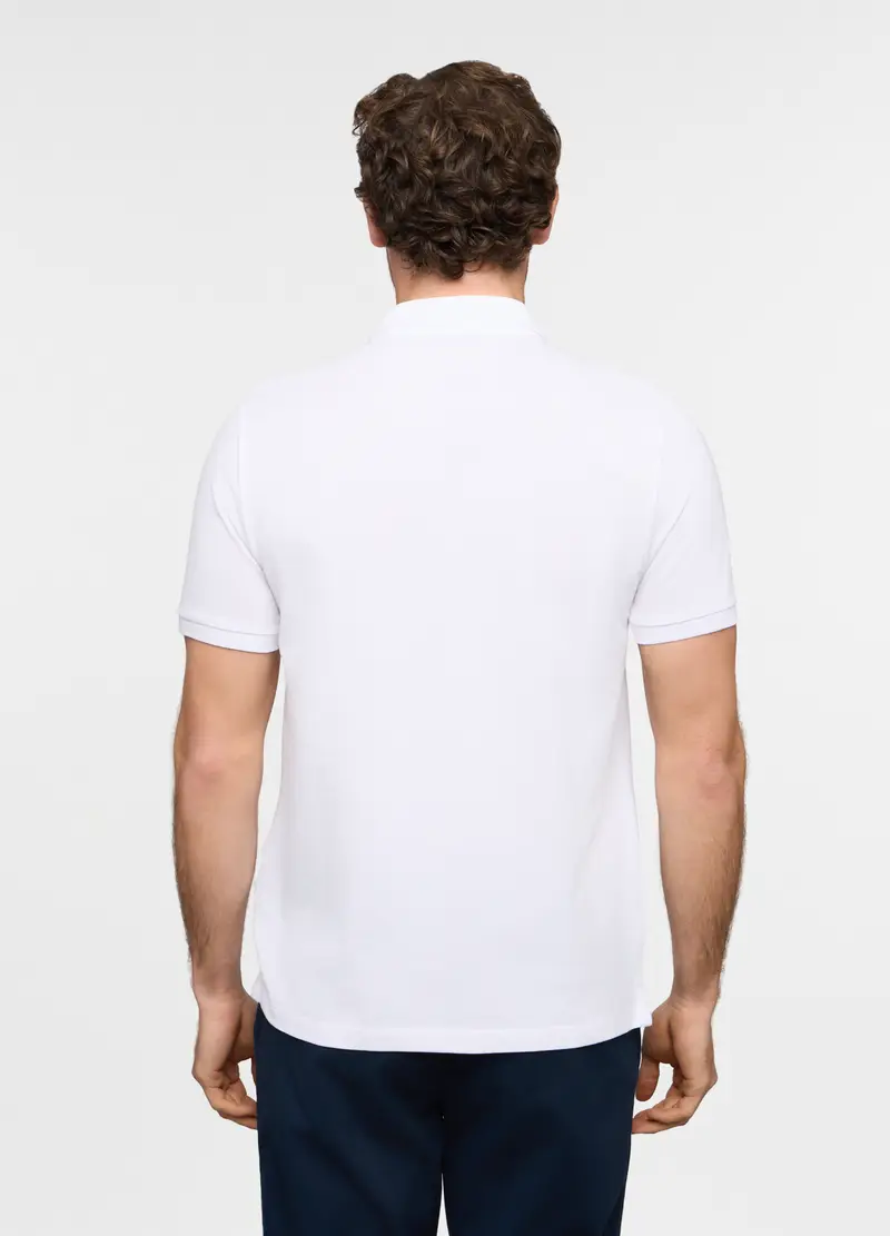 Polo A Maniche Corte In Piquet Di Cotone Uomo, Bianco ottico miniatura 2