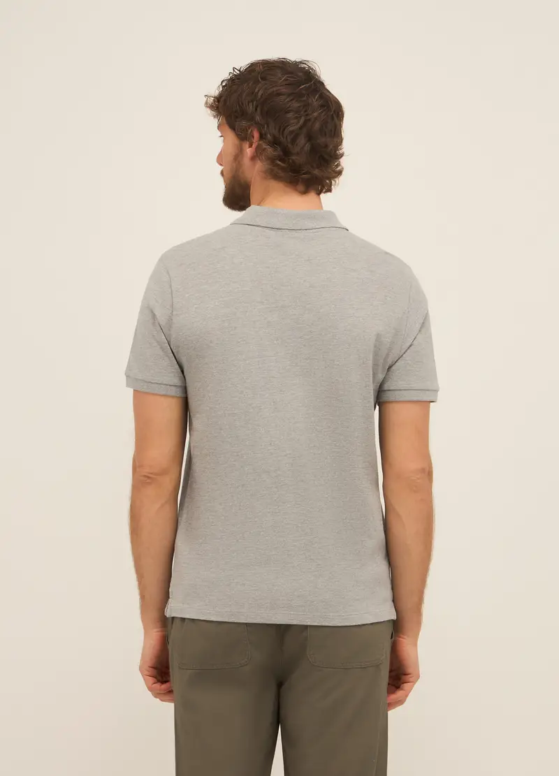 Polo A Maniche Corte In Piquet Di Cotone Uomo, Grigio melange miniatura 2