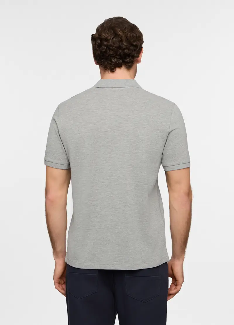 Polo A Maniche Corte In Piquet Di Cotone Uomo, Grigio melange miniatura 2