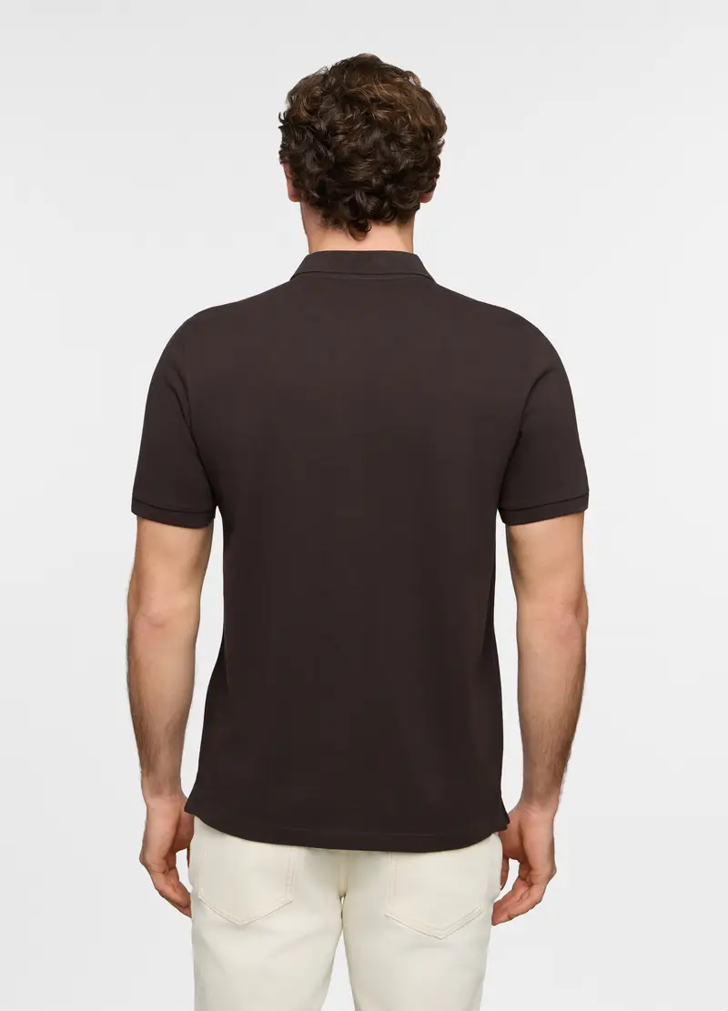 Polo A Maniche Corte In Piquet Di Cotone Uomo, Marrone testa di moro miniatura 2