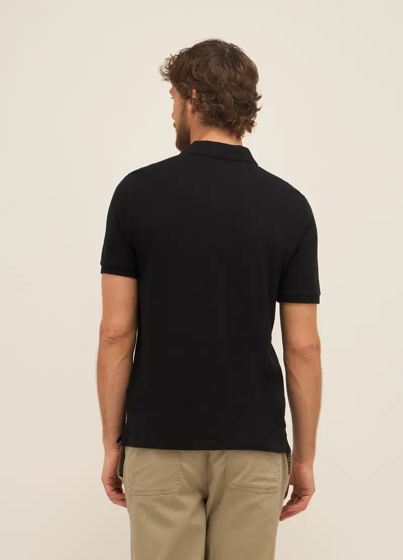 Polo A Maniche Corte In Piquet Di Cotone Uomo, Nero miniatura 2
