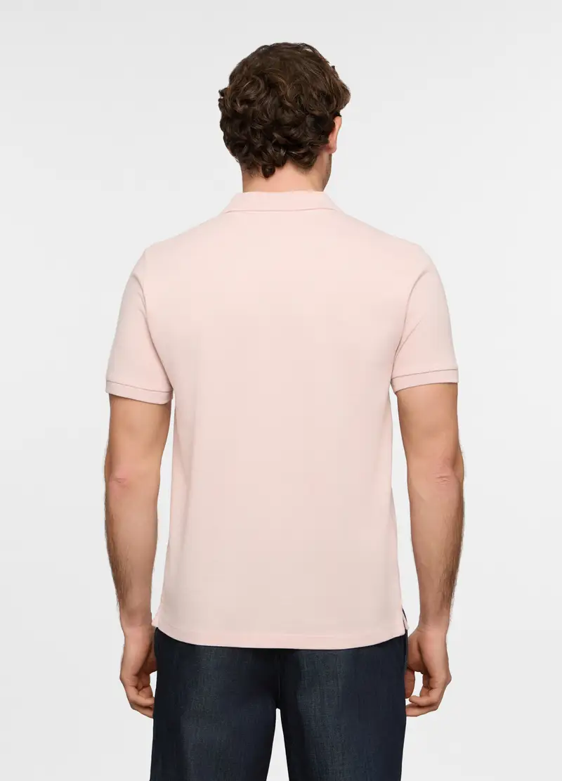 Polo A Maniche Corte In Piquet Di Cotone Uomo, Rosa chiaro miniatura 2