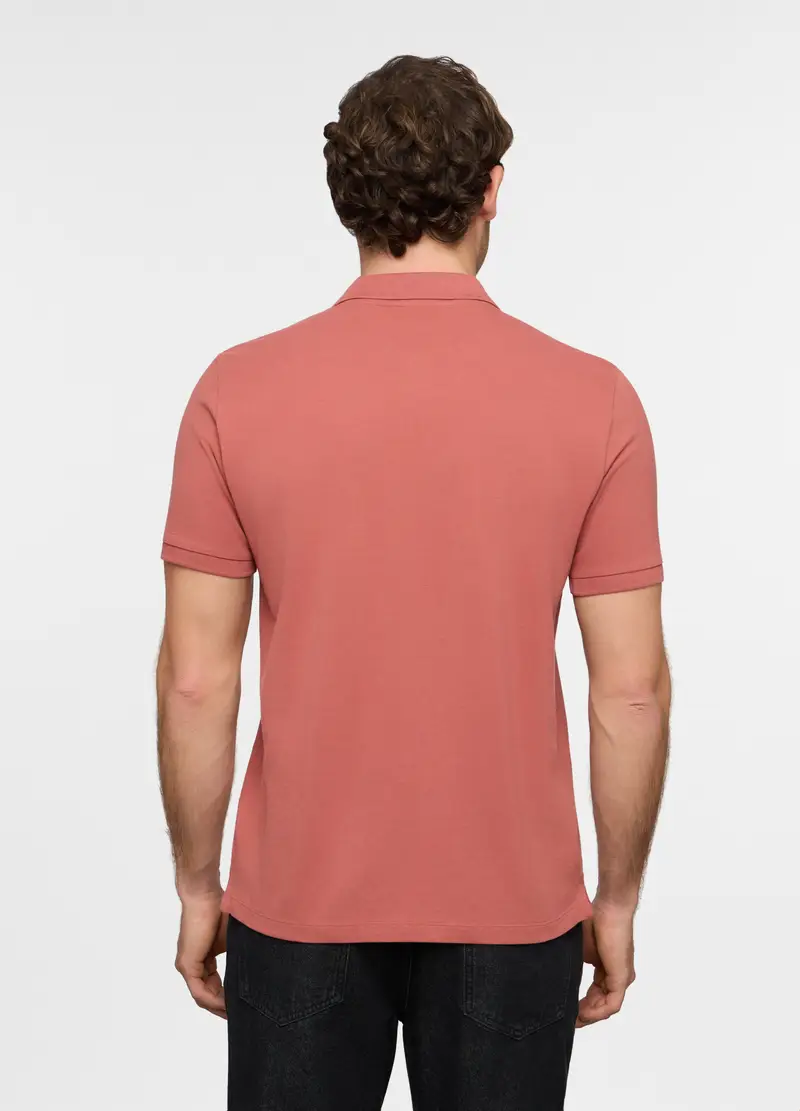 Polo A Maniche Corte In Piquet Di Cotone Uomo, Rosa pompelmo miniatura 2