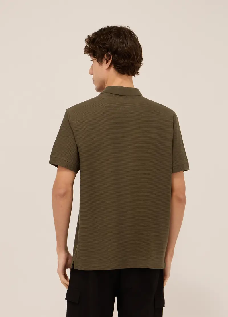 Polo In Cotone A Coste Orizzontali Uomo, Unisex, Marrone fango miniatura 2