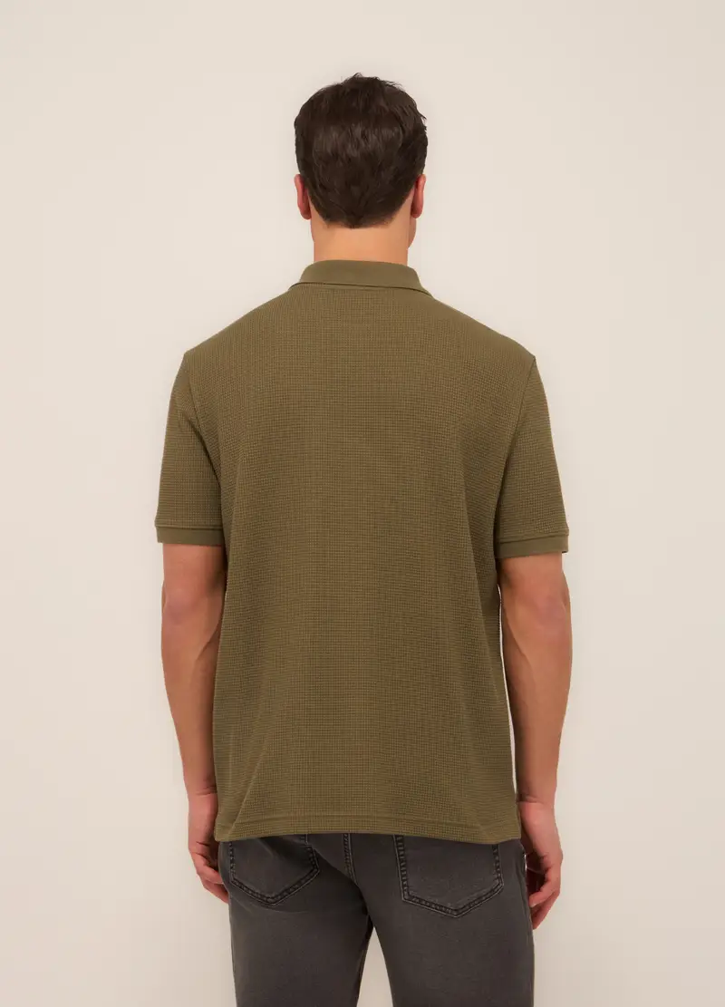 Polo In Cotone A Nido D ape Uomo, Marrone fango miniatura 2