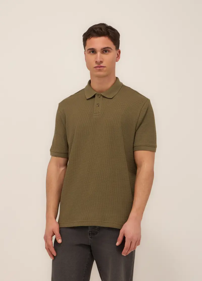 Polo In Cotone A Nido D ape Uomo, Marrone fango