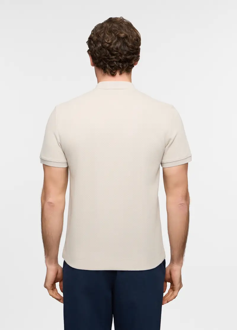 Polo Maniche Corte In Cotone A Maglia Uomo, Beige miniatura 2
