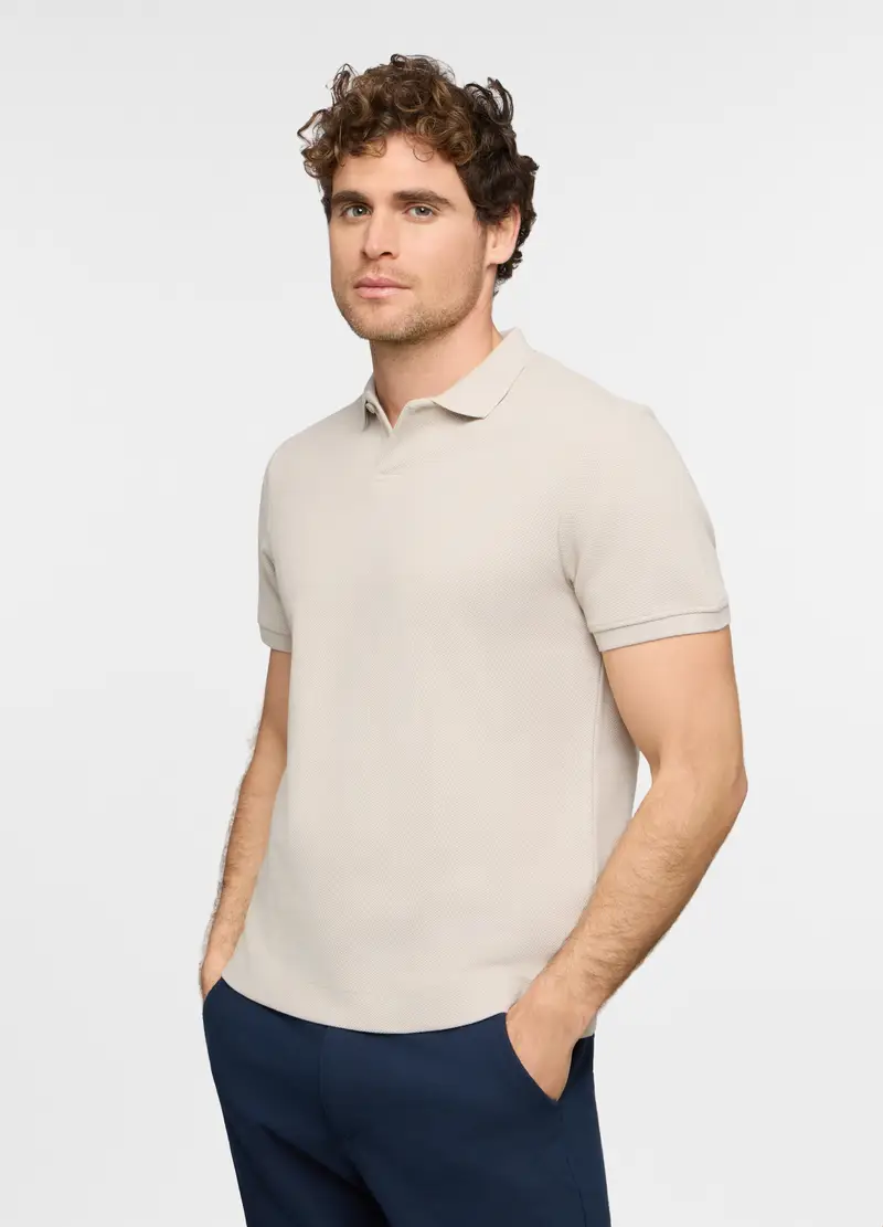 Polo Maniche Corte In Cotone A Maglia Uomo, Beige