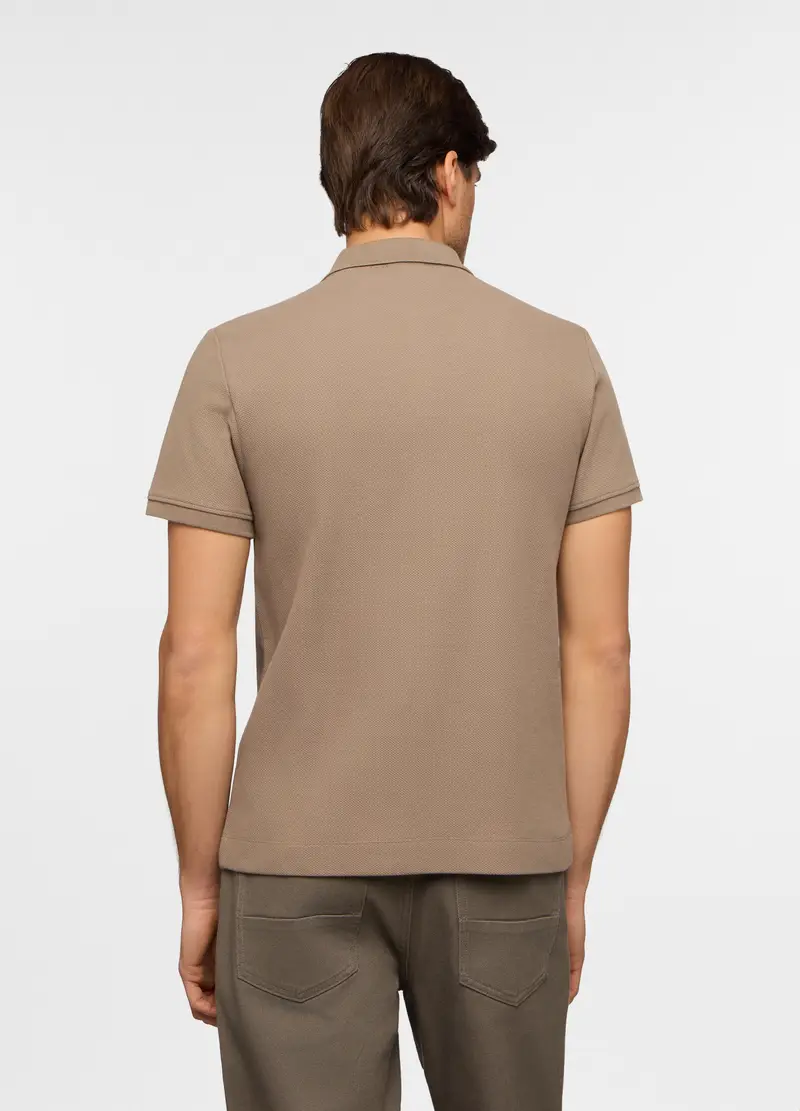 Polo Maniche Corte In Cotone A Maglia Uomo, Marrone chiaro miniatura 2