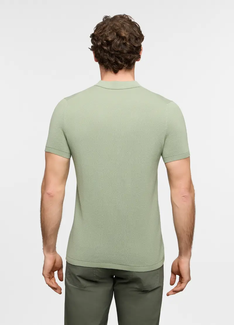 Polo Maniche Corte In Maglia Di Cotone Uomo, Verde foglia miniatura 2