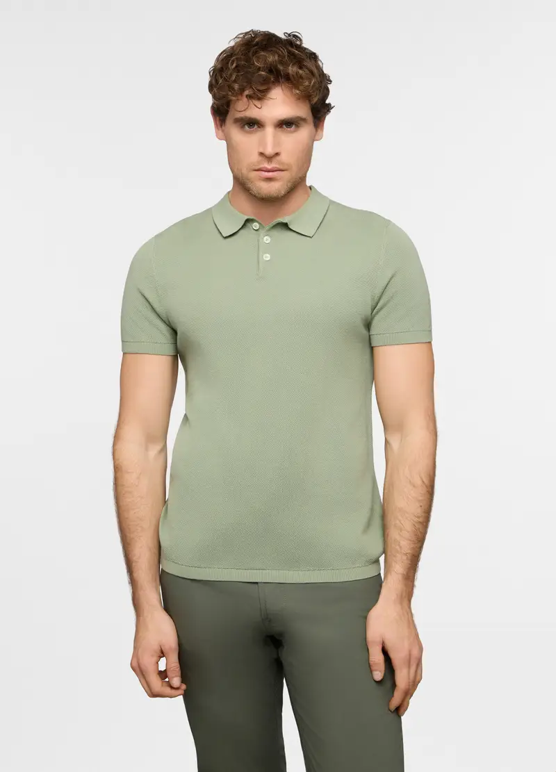Polo Maniche Corte In Maglia Di Cotone Uomo, Verde foglia