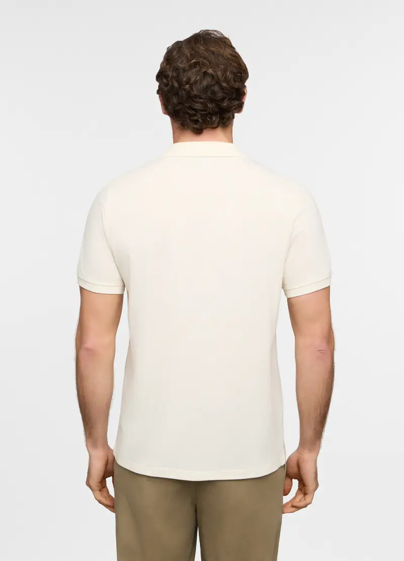 Polo Maniche Corte In Piquet Di Cotone Uomo, Crema miniatura 2