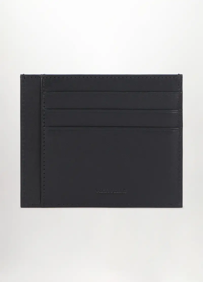 Portacarte In Vera Pelle Uomo, Nero miniatura 2