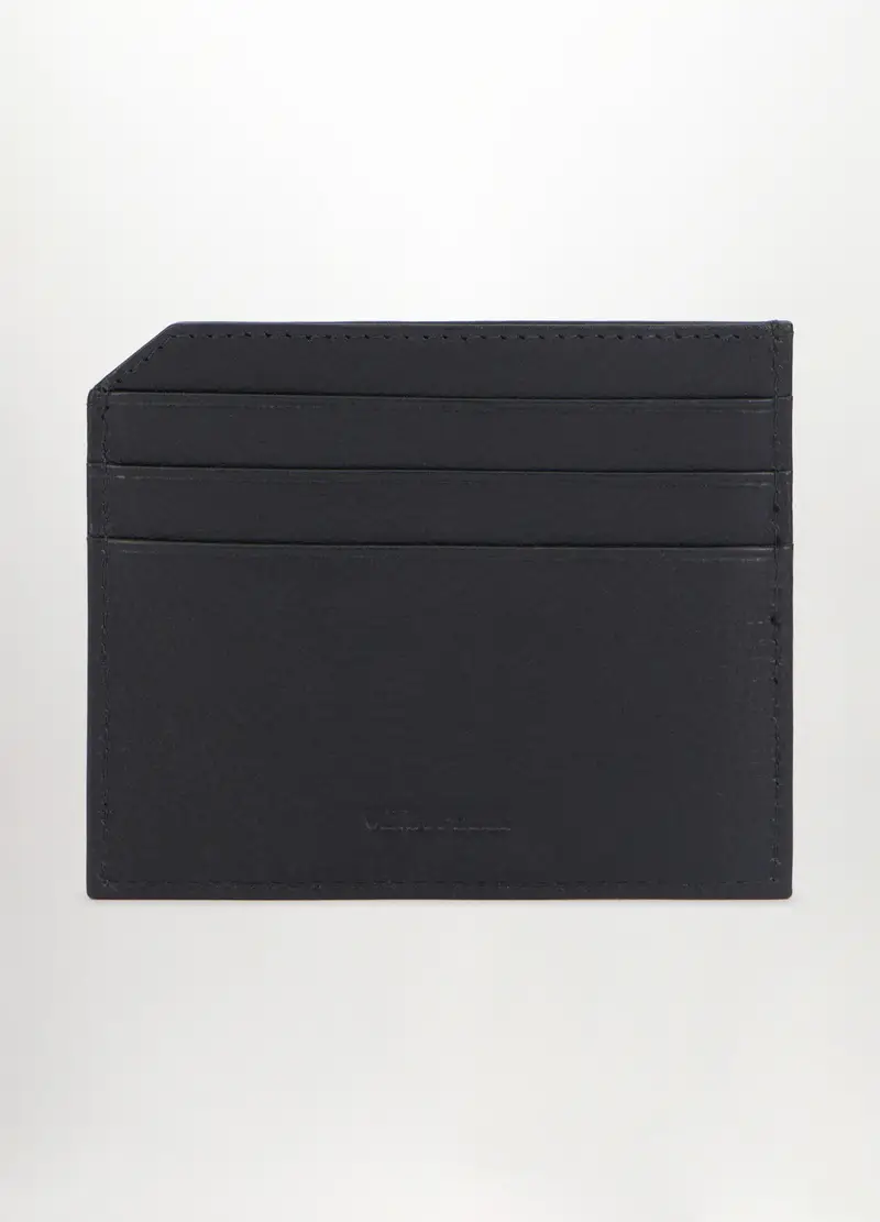 Portacarte In Vera Pelle Uomo, Nero miniatura 2