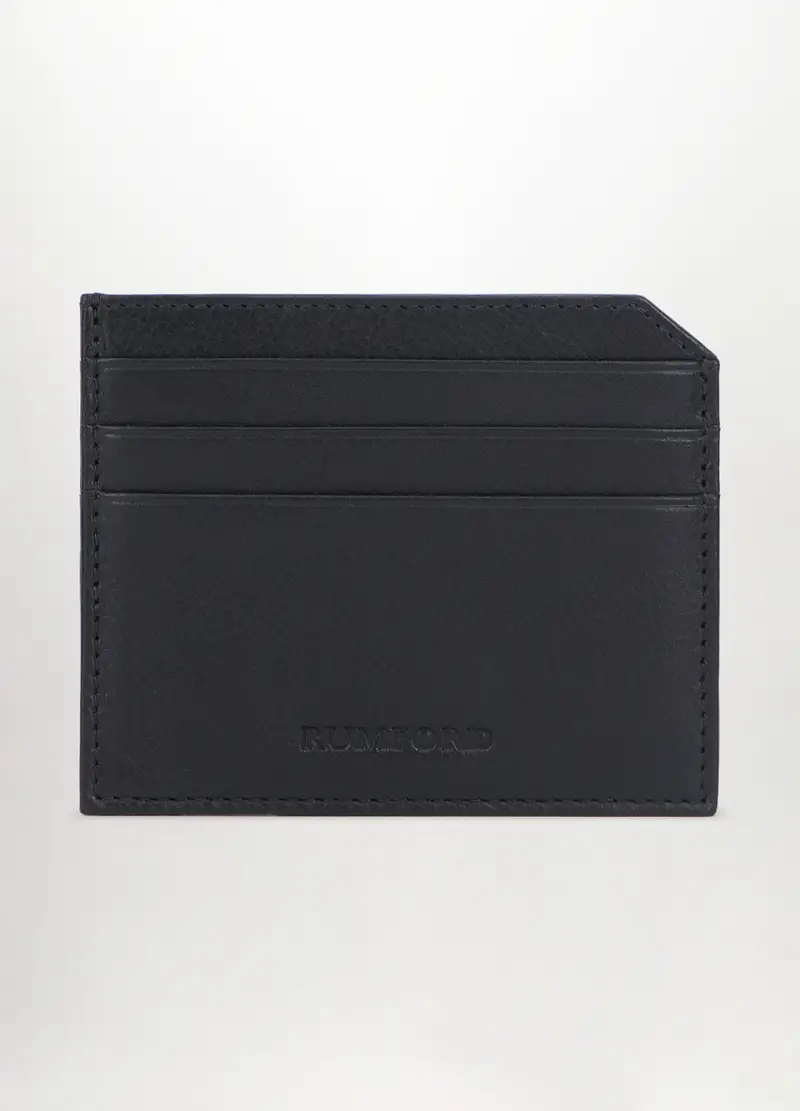 Portacarte In Vera Pelle Uomo, Nero