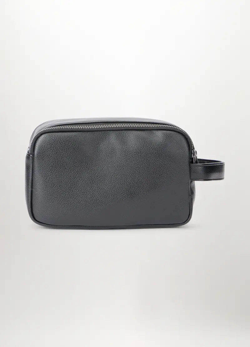 Pouch In Pelle Sintetica Uomo, Grigio miniatura 2