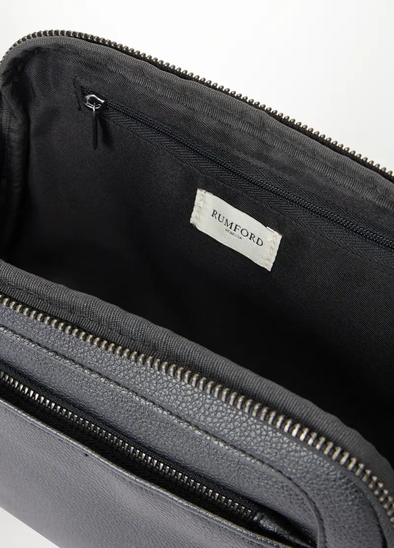 Pouch In Pelle Sintetica Uomo, Grigio miniatura 3