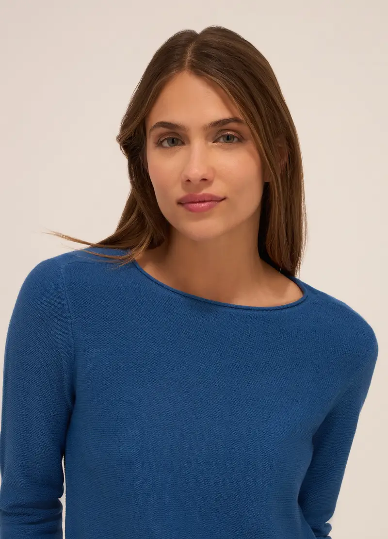 Pullover Effetto Cashmere Donna, Blu Bluette miniatura 3