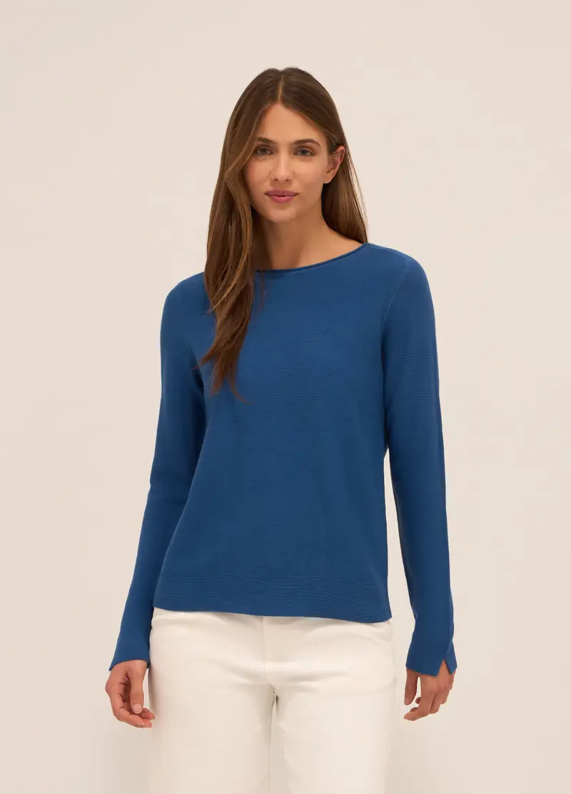 Pullover Effetto Cashmere Donna, Blu Bluette