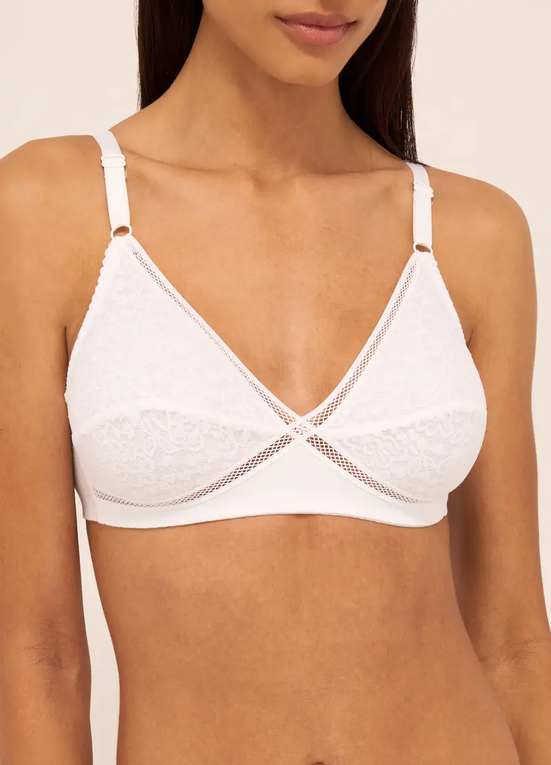 UPIM HB, Reggiseno Imbottito Con Ricami In Puro Cotone Donna, Bianco ottico, Taglia: 3B miniatura 2