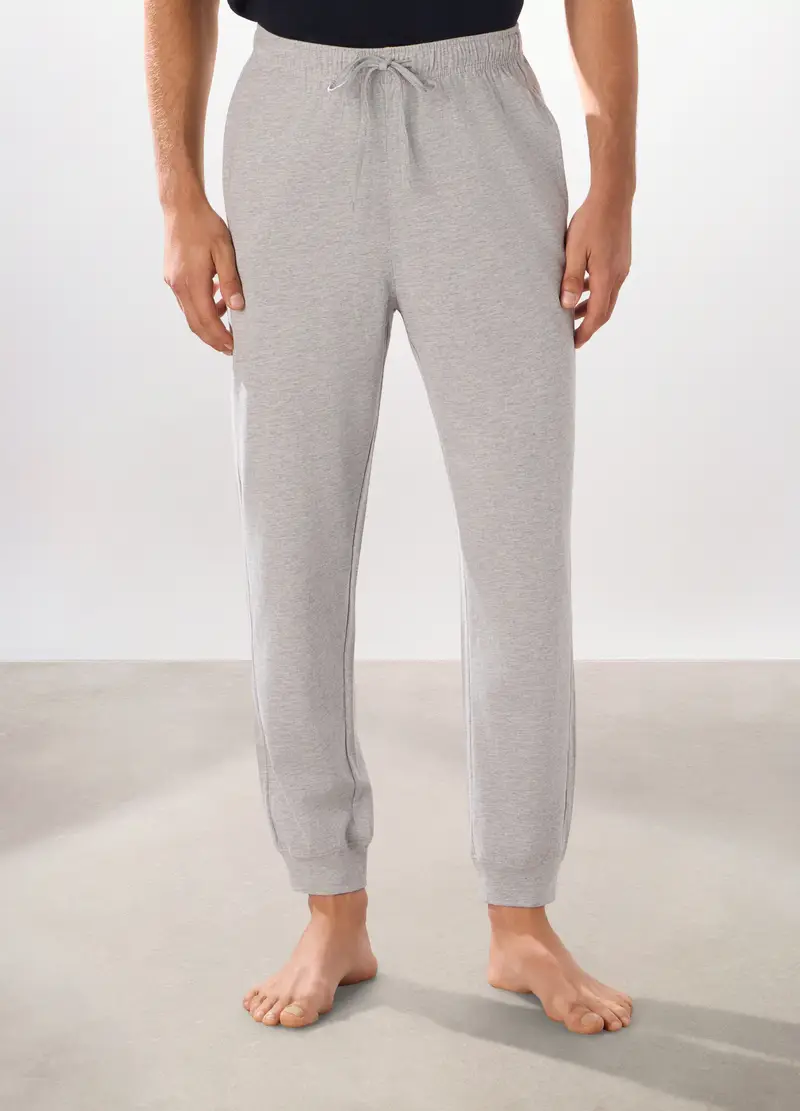 Set Pigiama Combinabile In Jersey Di Cotone Uomo, Blu/Grigio miniatura 3