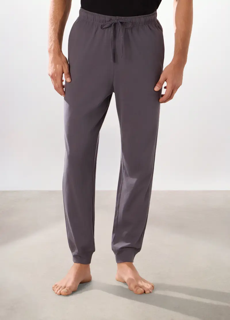 Set Pigiama Combinabile In Jersey Di Cotone Uomo, Nero/Grigio miniatura 3