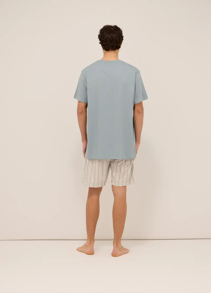 Set Pigiama Corto In Jersey Di Cotone Uomo, Azzurro carta da zucchero miniatura 2