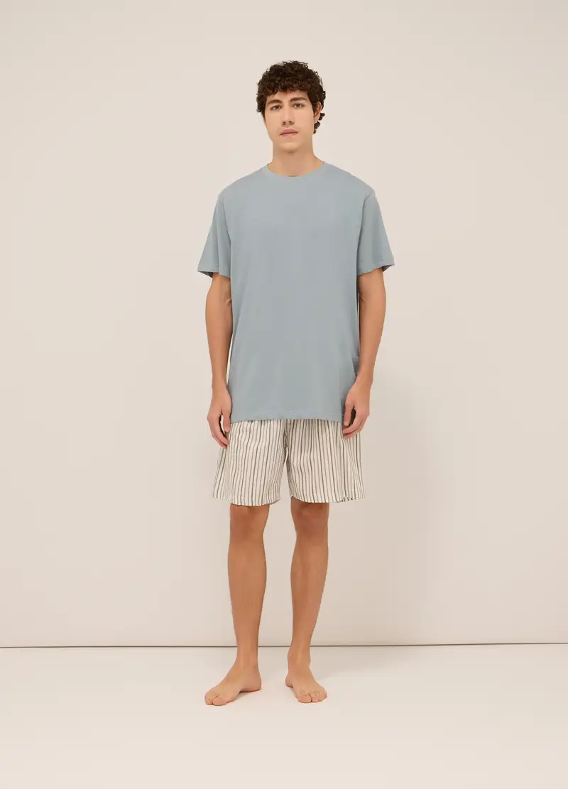 Set Pigiama Corto In Jersey Di Cotone Uomo, Azzurro carta da zucchero