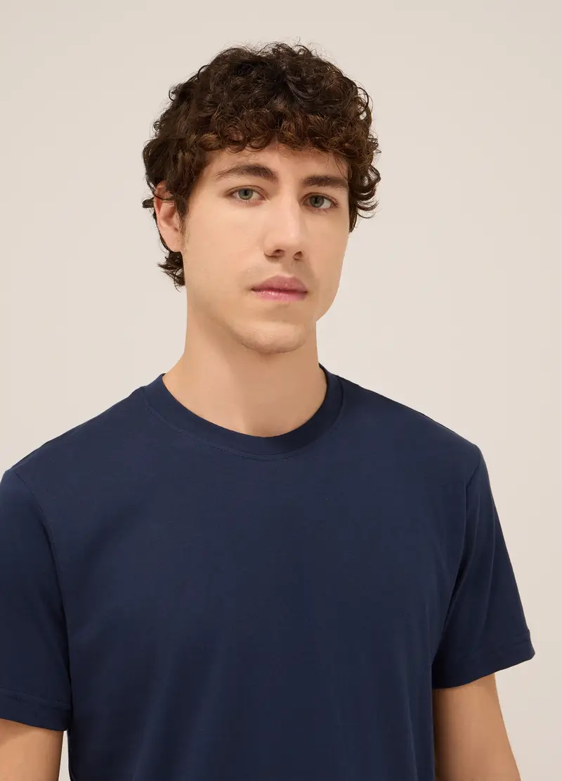 Set Pigiama Corto In Jersey Di Cotone Uomo, Blu navy miniatura 3