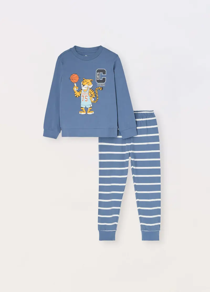 Set Pigiama In Puro Cotone Bambino, Blu chiaro