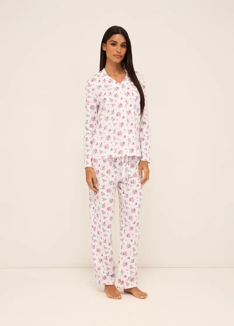 Set Pigiama In Puro Cotone Donna, Bianco