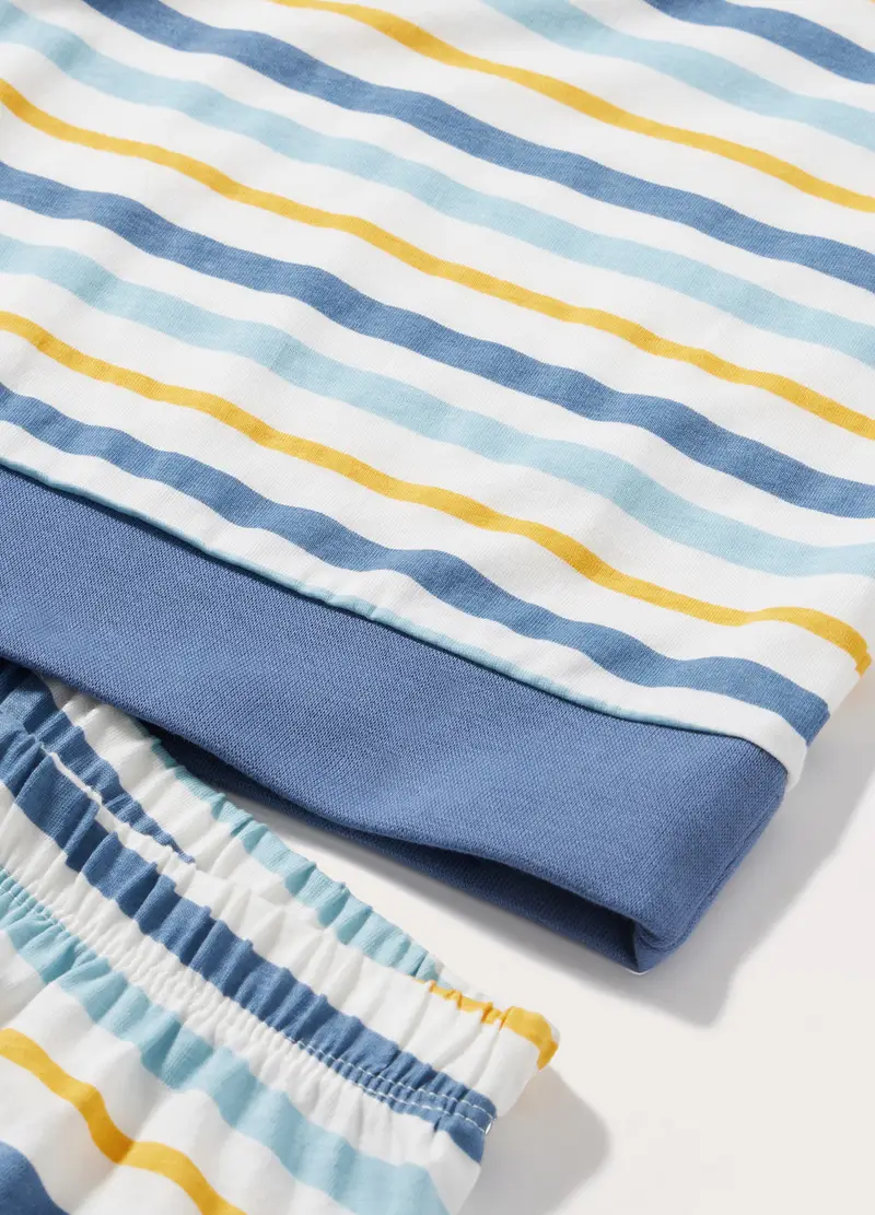 Set Pigiama Lungo A Righe Bambino, Blu/Giallo miniatura 2