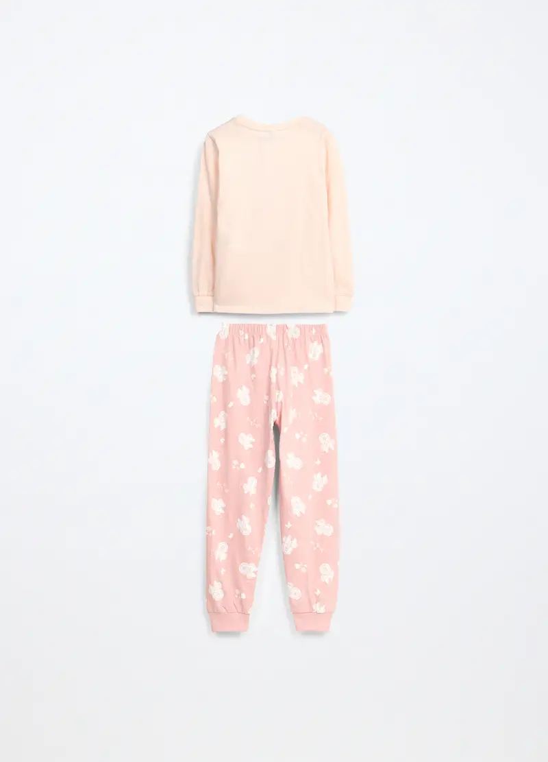 , Set Pigiama Lungo In Jersey Di Puro Cotone Bambina, Rosa polveroso miniatura 2