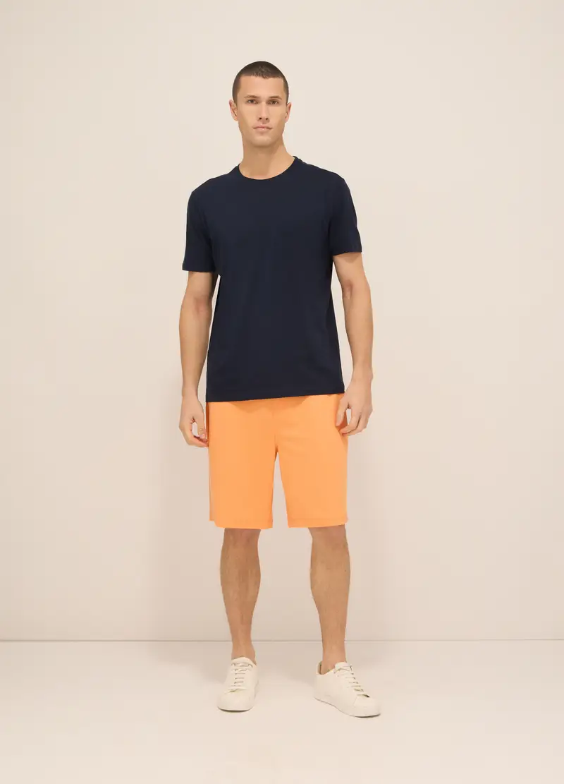 Short Sportivi In Felpa Di Cotone Uomo, Unisex, Arancione papaya