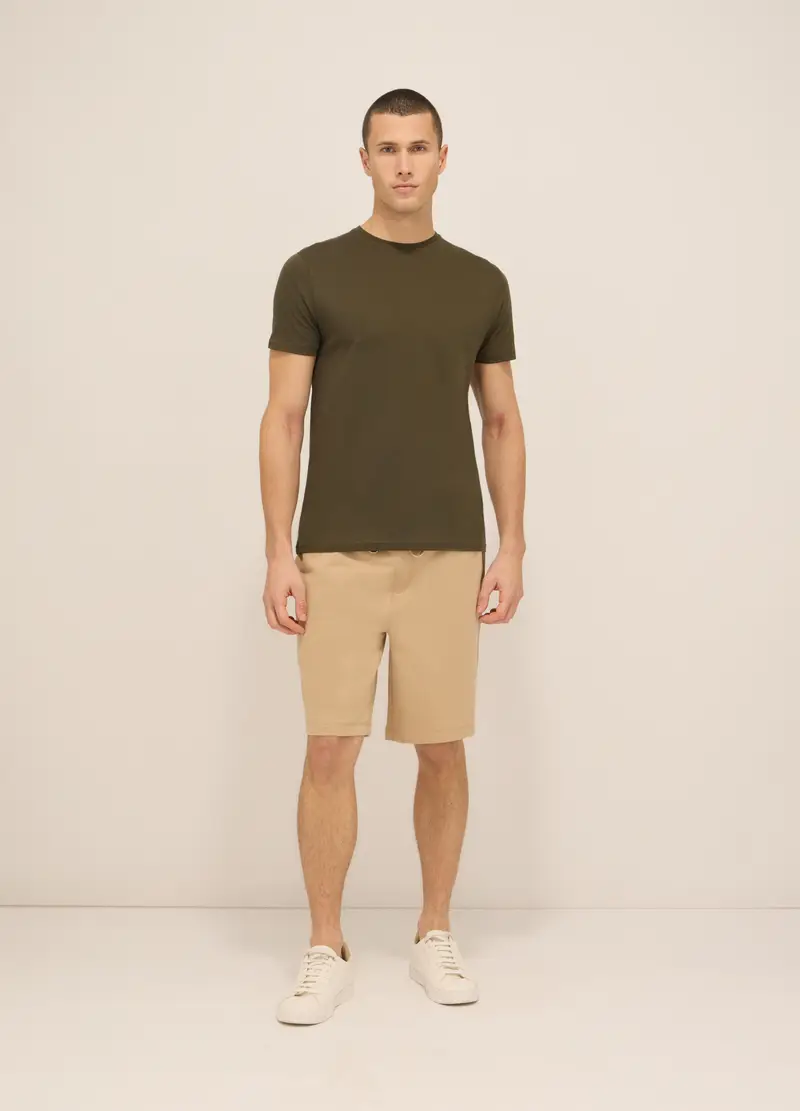 Short Sportivi In Felpa Di Cotone Uomo, Unisex, Beige
