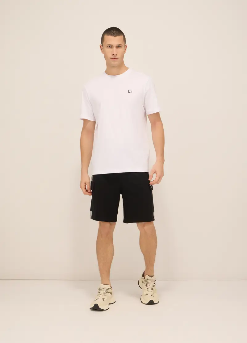 Short Sportivi In Felpa Di Cotone Uomo, Unisex, Nero