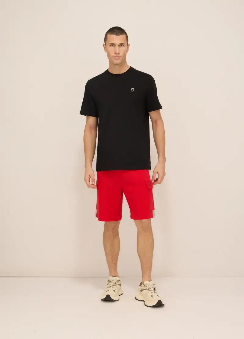 Short Sportivi In Felpa Di Cotone Uomo, Unisex, Rosso