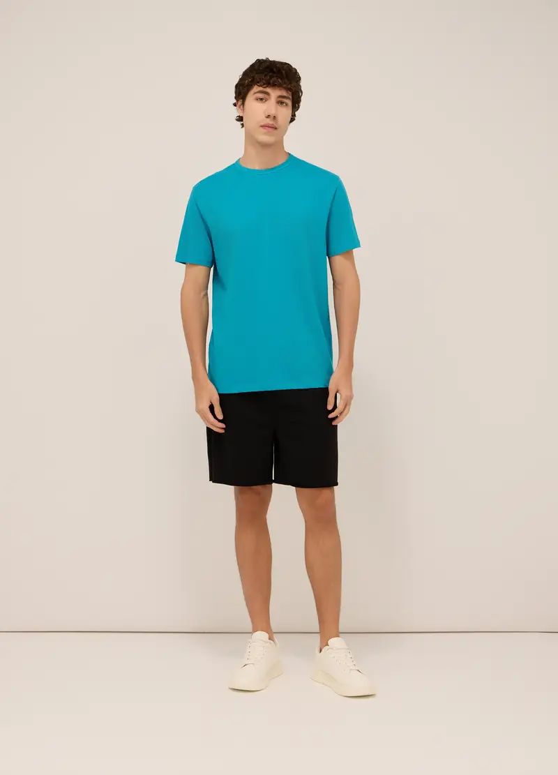 Shorts Sportivi In Felpa Misto Cotone Uomo, Unisex, Nero