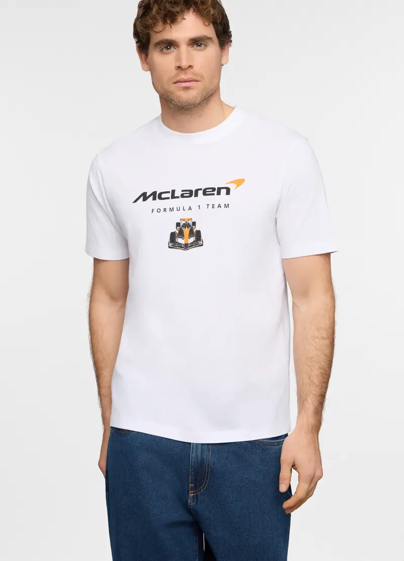 T-shirt Girocollo Con Stampa Mclaren Uomo, Bianco
