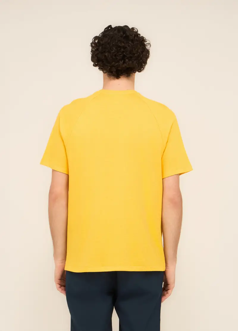 T-shirt Girocollo In Cotone E Lino Uomo, Giallo girasole miniatura 2